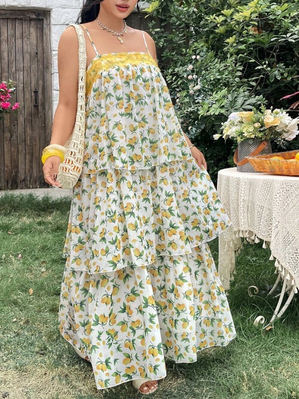 Multicolor Boho Women's Plus Size Layered Spaghetti Strap Dress